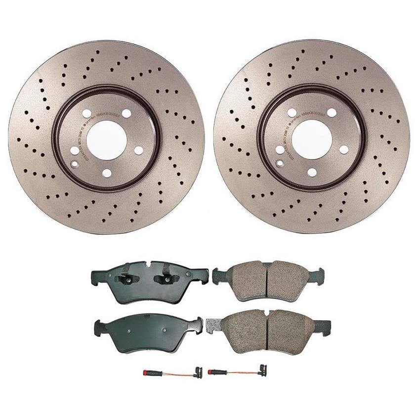 Mercedes Disc Brake Pad and Rotor Kit - Front (330mm) (Ceramic) (EURO) 220421181264 - Akebono Euro Ultra-Premium 4115215KIT